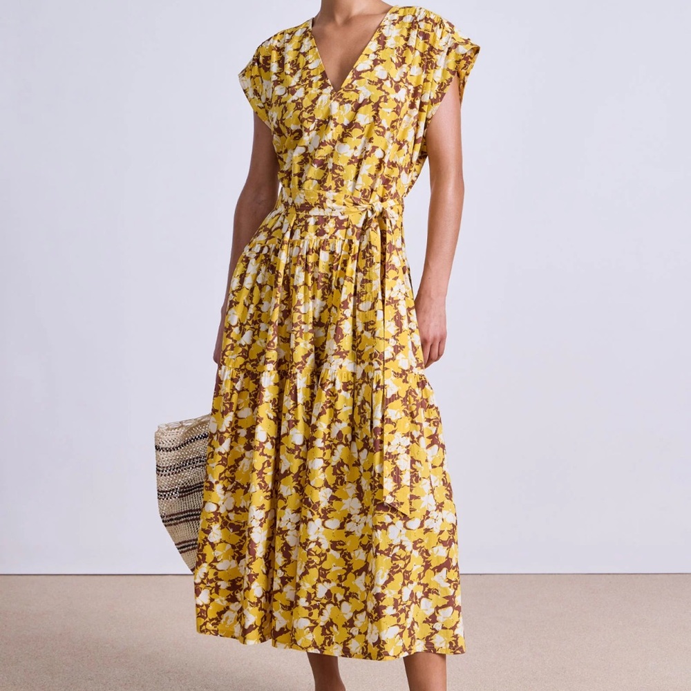 Apiece Apart Yellow Floral Midi Dress